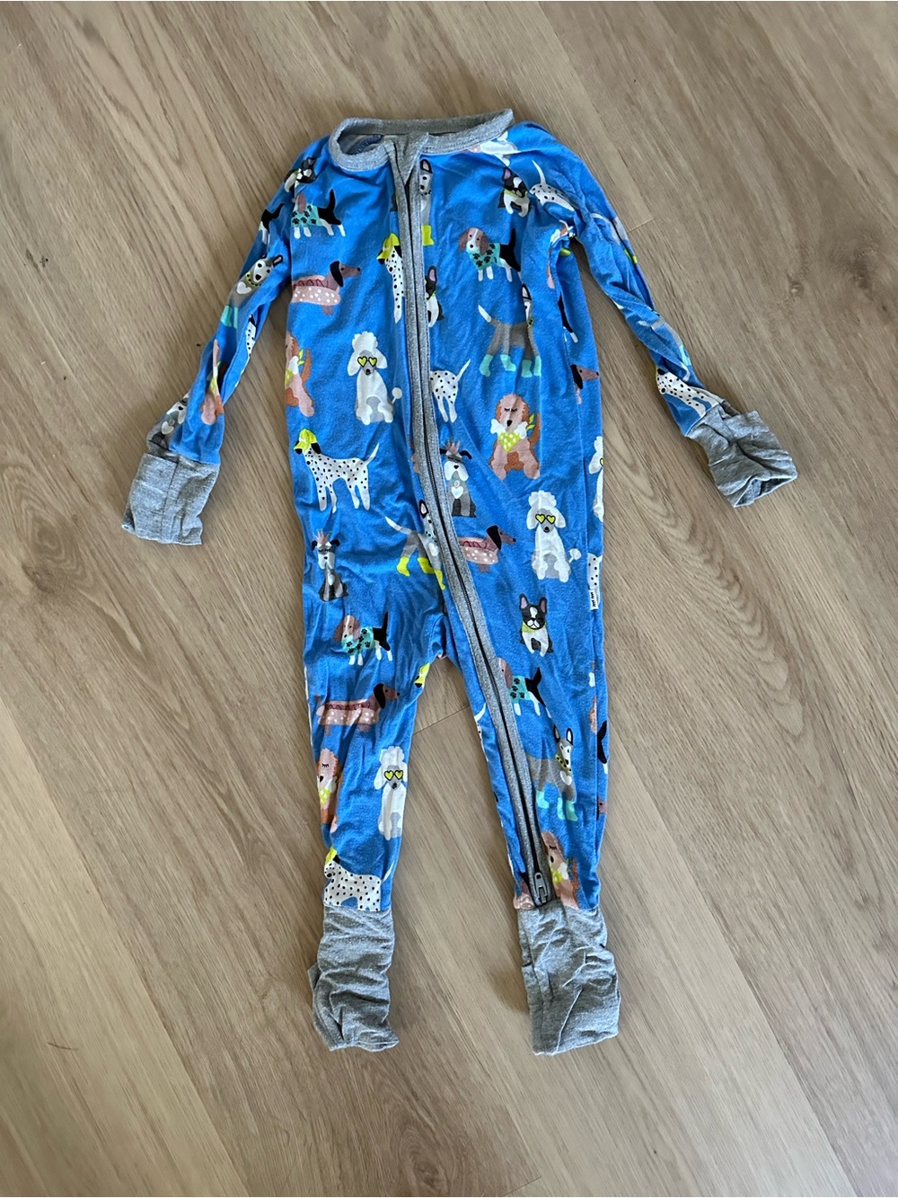 Little Sleepies Blue Dog Pattern Kids Footed One-Piece